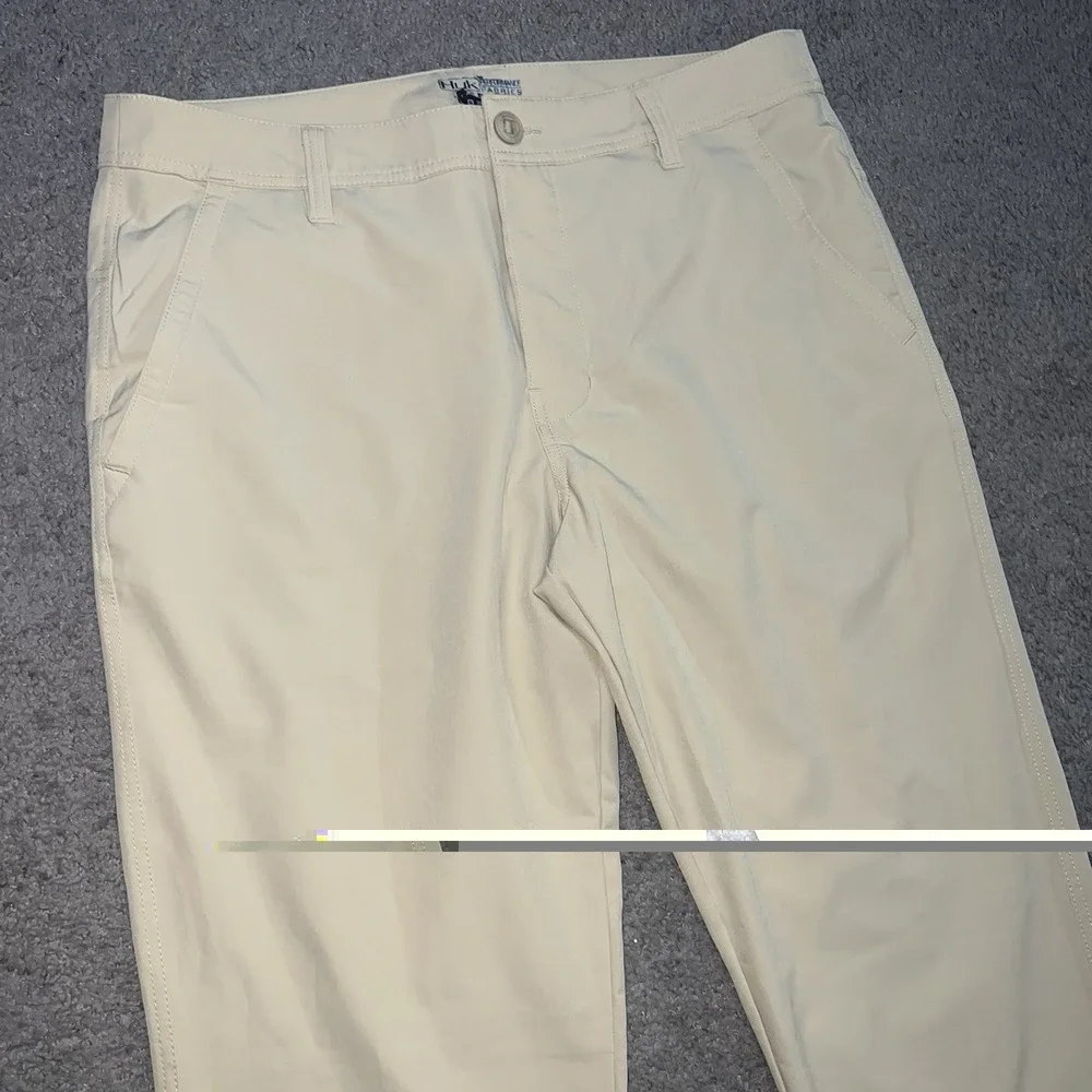 Huk Performance Trawler Fishing Pants Articulated Knee Stretch Tan Mens 34X33